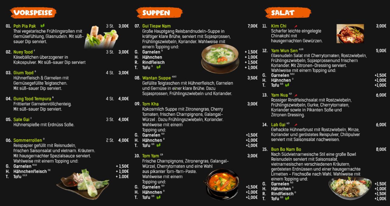 Menü Boomfood ThaiVietExotic